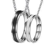 NZVCQVPU Necklace for Men Customize, Couple Matching Necklace Stainless Steel 4mm Silver Ring with Enamel