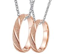 NZVCQVPU Necklace for Men Customize, Couples Necklace Set Stainless Steel 4mm Rose Matte Ring
