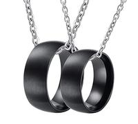 NZVCQVPU Necklace for Men Customize, Matching Couple Necklace Set Stainless Steel Black Brushed Ring 8mm