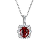 NZVCQVPU Necklace for Women, Elegant Red Oval 3.5ct Lab Created Ruby Gemstone Pendant Chain 16+2 Inch
