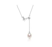 NZVCQVPU Necklace Pearl Necklace S925 Silver Freshwater Pearl Pendant Chain 7-8mm White Drop Shape Fashion Female Jewelry Gift Elegant Jewelry