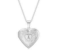 NZVCQVPU Necklace Steel, Initial Necklace Openable Heart Shape Photo Box with Letter A-Z Necklaces 50CM