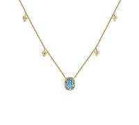 NZVCQVPU Necklaces 925 Blue Crystal Pendant Necklace Long Chain Necklace Blue Luxury Ladies Fashion Party Jewelry Women's Pendants