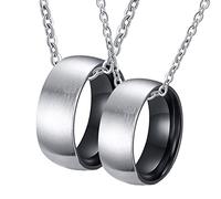 NZVCQVPU Necklaces for Men Customized, Couple Matching Necklace Stainless Steel Silver Brushed Ring 8mm