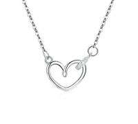 NZVCQVPU New Years Necklace, Cubic Zirconia Pendant Oval Link Chain Sterling Zircon Gemstone Heart Design Anniversary Necklace 450mm
