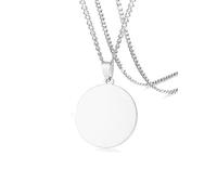 NZVCQVPU Pendant Necklace for Men, Necklace for Women Fashion Jewellery Stainless Steel Round Tag Pendant with 24 inch Chain