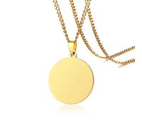 NZVCQVPU Pendant Necklace for Men, Necklace for Women Fashion Jewellery Stainless Steel Round Tag Pendant with 24 inch Chain
