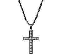 NZVCQVPU Pendant Necklace for Men, Necklace for Women Simple Stainless Steel Cross Pendant with Cubic Zirconia 24 inch Chain