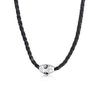 NZVCQVPU Pendant Necklace for Women, Mens Necklaces Fashion Stainless Steel Leather Necklace with Yin Yang Pendant 18.8 inch Chain