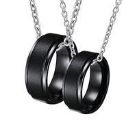 NZVCQVPU Personalized Necklace for Men, Couple Necklaces Boyfriend and Girlfriend Tungsten Black Brushed Ring 8mm