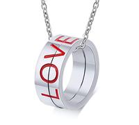 NZVCQVPU Personalized Necklace for Men, Matching Couple Necklace Set Stainless Steel Puzzle Ring Love with Enamel