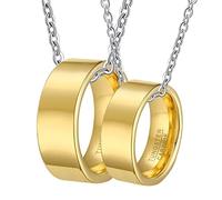 NZVCQVPU Personalized Necklaces for Men, Tungsten Carbide Necklace Set for Couples Polished Silver Ring 5mm