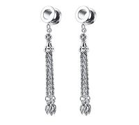 NZVCQVPU Plug Tunnel Earrings, Tunnels Plugs Gauges Stainless 2pcs Gauges for Women Chain Pendant Design Valentines Day