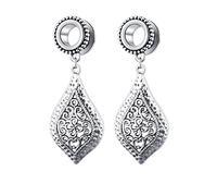 NZVCQVPU Plugs Gauges, Tunnels Stainless Steel 2pcs Gauges for Women Vintage Teardrop Pendant Design Vacation