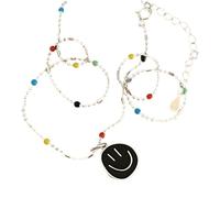 NZVCQVPU Preppy Necklace For Women And Girls, Vintage Punk Colorful Smiley Face Clavicle Chain Necklace Simple Holiday Beach, Smiley Face Necklaces, Preppy Necklaces For Teen