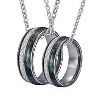 NZVCQVPU Promise for Steel, Custom Pendant 8mm Ring Inlay Shell and Metal Necklace