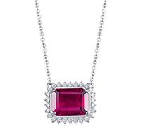 NZVCQVPU Real Jewellery White 18K Women's Elegant Chain Long Women's with with Rose Red Tourmaline 3.5 Carat Friendship Gift White