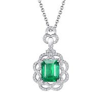 NZVCQVPU Real Jewellery White 18K Women's Hollow Flower with with Green Emerald 2.5 Carat, Birthday Gifts for Women, Mother, Girlfriend,