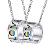 NZVCQVPU Ring Necklaces for Couples, Couples Stainless Steel Customize Rotating Lgbt Ring Love 11mm for Boyfriend