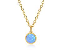 NZVCQVPU Stainless Steel Necklace for Women, Womens Necklace Fashion Round Pendant with Opal 16+2 inch Chain