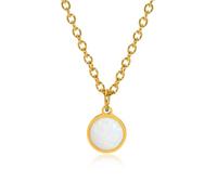 NZVCQVPU Stainless Steel Necklace for Women, Womens Necklace Fashion Round Pendant with Opal 16+2 inch Chain