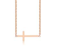NZVCQVPU Stainless Steel Necklace Women, Necklace for Women Fashion Sideways Cross Pendant with 17+2 inch Chain