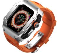 NZVCQVPU Stainless Steel Watch Case Fluororubber Band，For Series Ultra 2 49mm Replacement Accessories，Shockproof Metal Frame Bezel Watch Case Straps Clasp Mod Kit