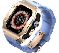 NZVCQVPU Stainless Steel Watch Case Fluororubber Band，For Series Ultra 2 49mm Replacement Accessories，Shockproof Metal Frame Bezel Watch Case Straps Clasp Mod Kit