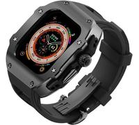 NZVCQVPU Stainless Steel Watch Case Fluororubber Band，For Series Ultra 2 49mm Replacement Accessories，Shockproof Metal Frame Bezel Watch Case Straps Clasp Mod Kit