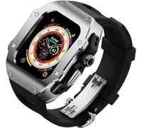 NZVCQVPU Stainless Steel Watch Case Fluororubber Band，For Series Ultra 2 49mm Replacement Accessories，Shockproof Metal Frame Bezel Watch Case Straps Clasp Mod Kit