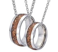 NZVCQVPU Steel for Couples, Personalized and Hers 8mm Ring Inlay Wood Necklace