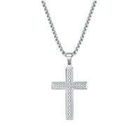 NZVCQVPU Steel Necklace for Women, /Black/Necklaces for Cross Shape with Cubic Zirconia Necklaces 60CM