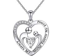 NZVCQVPU Sterling Necklace, Heart Necklace for with Engraving and Cubic Zirconia Rolo Jewelry Necklaces