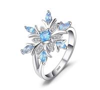 NZVCQVPU Style Luxury Flower Ring Blue Zircon Ring Jewelry Luxury Proposal Engagement Birthday Gift