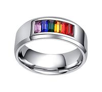 NZVCQVPU Titanium Steel Unique Rainbow Flag Pride for