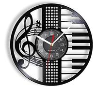NZVCQVPU Treble Clef Piano Vinyl CD Disc Wall Clock Musical Instrument Wall Watch Vintage Retro Music Inspired Gift For Pianoist Music