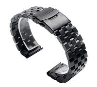 NZVCQVPU Watch Strap 22/20/24mm Solid Link Stainless Steel Strap Folding Clasp Safety Watch Bracelet Replacement