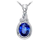 NZVCQVPU Women 2.1ct Tanzanite Necklace Teardrop Shape Blue Pendant Necklace 18K White