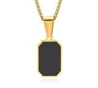 NZVCQVPU Womens Stainless Steel Necklaces, Necklace for Women Simple Square Pendant with Enamel 20 inch Chain