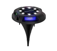 NZVZGKTNTW 12 LED Solar Powered Disk Lights, Waterproof In-Ground Outdoor Landscape Lighting IP 65 Waterproof LED Spotlights EnergyEfficient Colorful & White(Colorful Side-White,4Pcs)