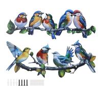 NZWBSHSSP 2 Pack Metal Birds Outdoor Wall Art Decor Vivid Bird on Branch Wall Decoration Metal Hummingbird Decor for Porch Fence Garden Outdoor Indoor
