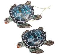 NZWBSHSSP 2 Pcs Small Turtle Figurine Sea Turtles Figurine Garden Outdoor Statues Resin Little Turtle for Garden Coastal Beach Decor Outside Pond Ornaments Decorations for Home Decor