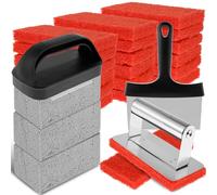 NZWBSHSSP 26Pcs Griddle Cleaning Kit Practical Flat Top Grill Cleaner Kit with Handle Scouring Pads Griddle Scraper and Pumice Stone Multifunctional Cleaning Kit Grill Cleaner Kit for BBQ Greasy