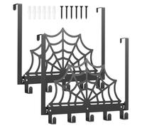 NZWBSHSSP 2Pcs Over The Door Hooks, Metal Gothic Bat Cobweb Style Halloween Wall Mounted Towel Rack, No Drilling Behind Door Hanger for Towel, Coat, Hat, Bag, Keychain & Bathroom Decor(Spider Web)