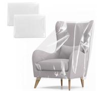 NZWBSHSSP 2Pcs Plastic Covers for Moving Clear Chair Protector Cover Waterproof Dustproof Armchair Recliner Moving Bags Dust Cover for Home Living Room Bedroom Office