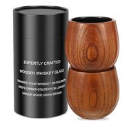 NZWBSHSSP 2Pcs Whiskey Glass Gift for Men 240 ml Smooth Charred Wood Whiskey Cup Handcrafted Cocktail Cup for Men Husband Father Boyfriend Father's Day Birthday Christmas Thanksgiving Gift