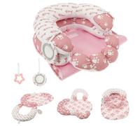 NZWBSHSSP 3-in-1 Tummy Time Mat and Seated Pillow for Infant, Sit Me Up Floor Seat with Detachable Support Pillow to Prevent Reflux, Portable Playmat for Newborn Boys and Girls(Pink Cat)