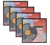 NZWBSHSSP 4Pcs Black Music Album Frame Made To Display Vinyl LP Covers 32x32cm Vinyl Record Frame for any 12 Inch Record Wall and Tabletop Display Music Studio Living Room Decor
