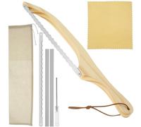 NZWBSHSSP Bread Bow Cutter Stainless Steel Sourdough Bread Slicer with Wood Handle Serrated Bagel Cutter Practical Bread Cutter Slicer Reusable Bread Slicer for Home Baking(Oak suit)