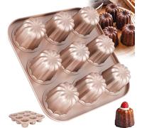 NZWBSHSSP Canele Mold Cake Pan Mini Cake Tins for Baking 6/9/12 Cavity Non Stick Cannele Muffin Bakeware Cupcake Pan for Oven Baking Carbon Steel Dishwasher Safe(9-Cavity)